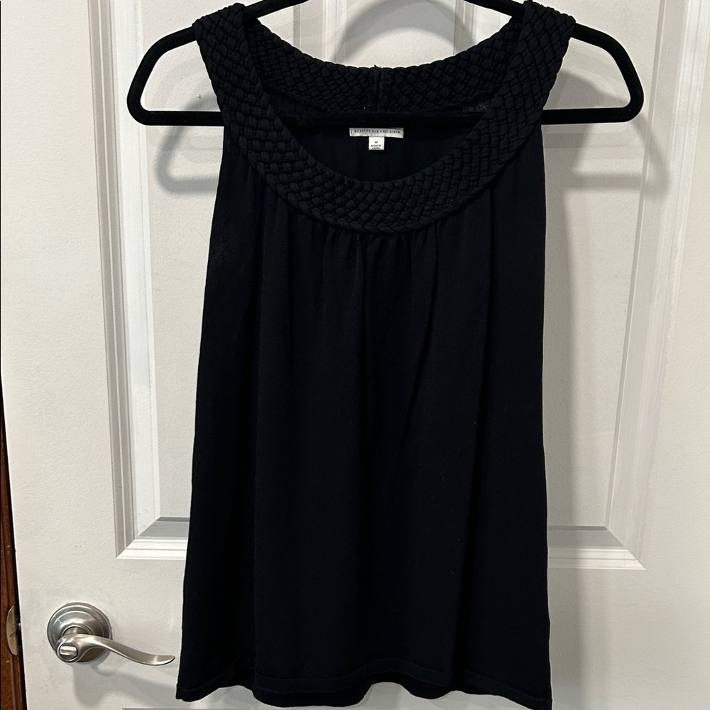Joseph A Black Sleeveless Braided Neck Blouse